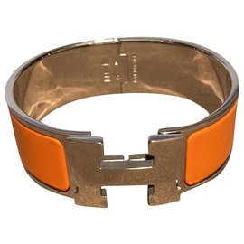 Hermès BRACCIALE CLIC CLAC H Argento Arancione