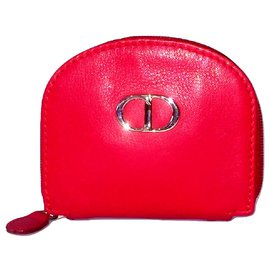 Christian Dior-CHRISTIAN DIOR leather wallet-Red