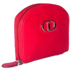 Christian Dior-CHRISTIAN DIOR leather wallet-Red