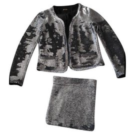 Maje Silver Sequin Blazer Jacket Silvery