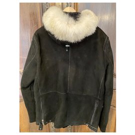 Parajumpers-SHEARLING JACKET WITH FOX FUR-Black