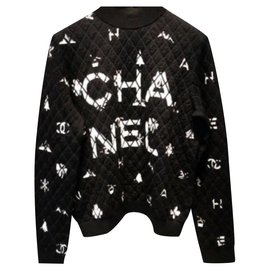Chanel-2020 Suéter com logotipo CC-Preto