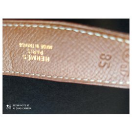 Hermès-Gürtel-Schwarz,Cognac