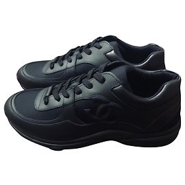 Chanel Leather Sneakers for Men Black