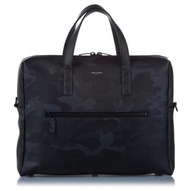 Yves Saint Laurent Sac d'affaires en cuir camouflage noir YSL Noir Gris