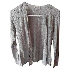 Caroll Strickjacke aus Viskose und Strass dunkelgrau Anthrazitgrau