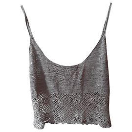 Top Court Caroll Gris Viscose et Strass Gris anthracite