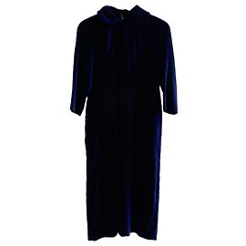 Comme Des Garcons Blaues Samtkleid Marineblau