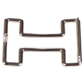 Hermès-Boucle ceinture Hermès Tonight en métal argent palladié (37mm)-Argenté