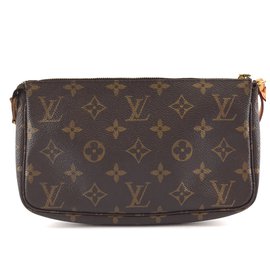 Louis Vuitton-Lona Monograma Acessório Louis Vuitton Pochette-Marrom