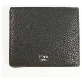 Fendi-FENDI Face Mens Folded wallet 7M0193 9QH F0GXN black x khaki-Black,Khaki