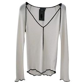 Tom Ford Weiß Langarm Top mit V-Ausschnitt Gr.M Weiß