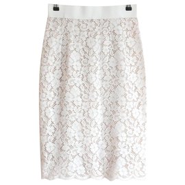 Dolce & Gabbana-Lace Pencil Skirt-White