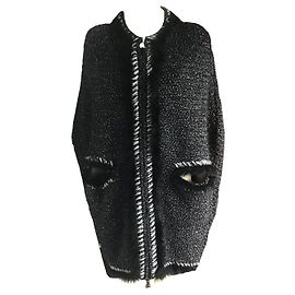 Poncho a mantella Chanel Nero Bianco