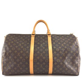 Louis Vuitton-Louis Vuitton Keepall 55 Toile Monogram Bandoulière-Marron