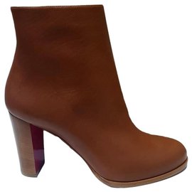 Christian Louboutin-brown leather ankle boots-Brown