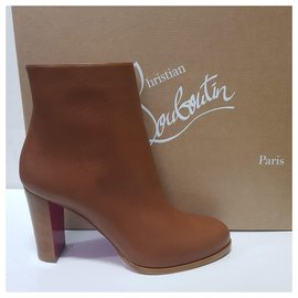 Christian Louboutin-brown leather ankle boots-Brown