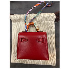 Hermès-Breloque en sergé Hermes Kelly-Rouge