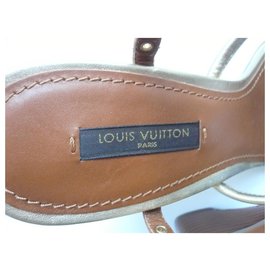 Louis Vuitton-LOUIS VUITTON Sandales compensées Caramel T37,5 ISTO-Marrom