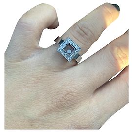 Chopard White Gold Ring Size 56 Silvery