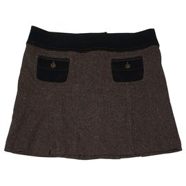 Saia D&G marrom e azul de algodão e lã Marrom Azul