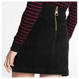 Louis Vuitton® Monogram Fil Coupé Wrap Skirt Black. Size 42