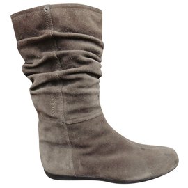 Prada-p pleated prada ankle boots 38,5-Light brown