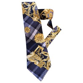 Versace Cravatte Nero Giallo Blu navy