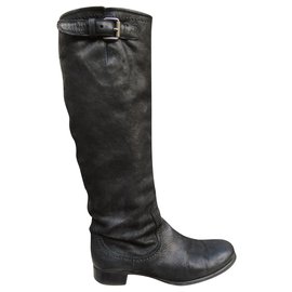 Prada-riding boots Prada p 38 in buttersoft leather-Black