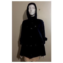 Burberry-Hooded trench coat with nova check lining-Black