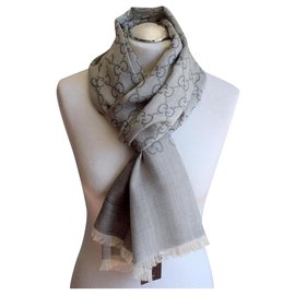 Gucci-GUCCI SCARF WOOL  AND SILK NEW-Grey