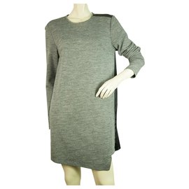 Derek Lam-Derek Lam 10 Crosby Woolen Gray Silk Black Asymmetrical Mini Dress size 10-Grey