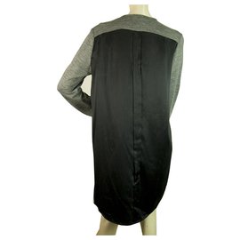 Derek Lam-Derek Lam 10 Crosby Woolen Gray Silk Black Asymmetrical Mini Dress size 10-Grey