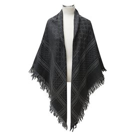Gucci-gucci, new gray and black wool and silk stole-Dark grey