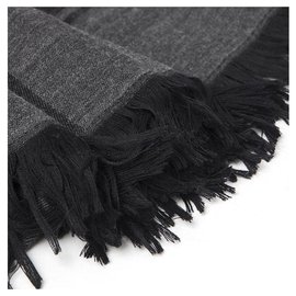 Gucci-Gucci, étole en laine et soie gris et noir neufs-Gris anthracite