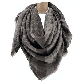 Gucci-ÉCHARPE GUCC SHAWL NEW GG WEB MARRON-Marron