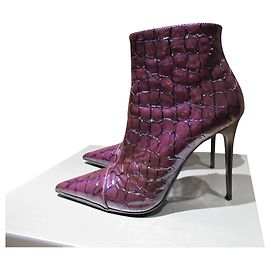 Botas de couro roxo Gianmarco Lorenzi Roxo