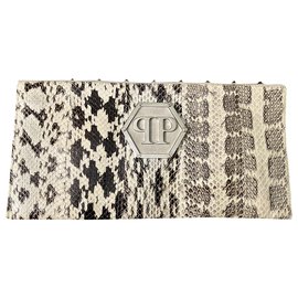 Philipp Plein Pochette en python avec Swarovski Imprimé python