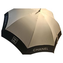 Chanel-Ombrello Chanel-Nero,Bianco sporco
