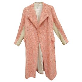Dries Van Noten coat, wool & leather Orange