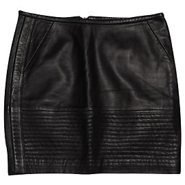 Sandro leather mini skirt black Black
