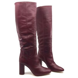 Zara Botas de couro cor de vinho Bordeaux