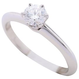 TIFFANY & CO, TIFFANY & CO. solitaire 0.35ct D/VVS1 Round Brilliant Diamond Engagement Ring Silvery