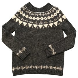 Woolrich Strickwaren Beige Anthrazitgrau