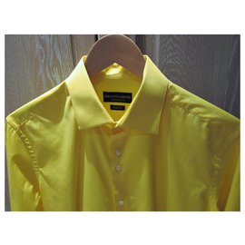 Autre Marque-Camisa amarilla Gentiluomo de algodón sedoso-Amarillo