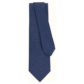 Hermès-Gravata Façonnée H-Azul