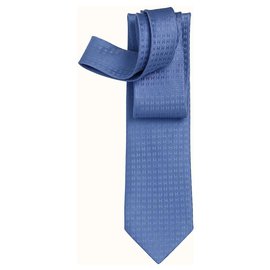 Hermès-Gravata Façonnée H-Azul claro