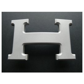 Hermès-Fivela de cinto Hermès 5382 em aço PVD mate 32MILÍMETROS-Prata