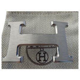 Hermès-Hermès Gürtelschnallenmodell 5382  gebürsteter silberner Stahl 32MM-Silber