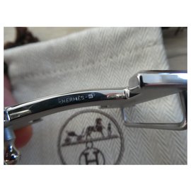 Hermès-Hermès Gürtelschnallenmodell 5382  gebürsteter silberner Stahl 32MM-Silber